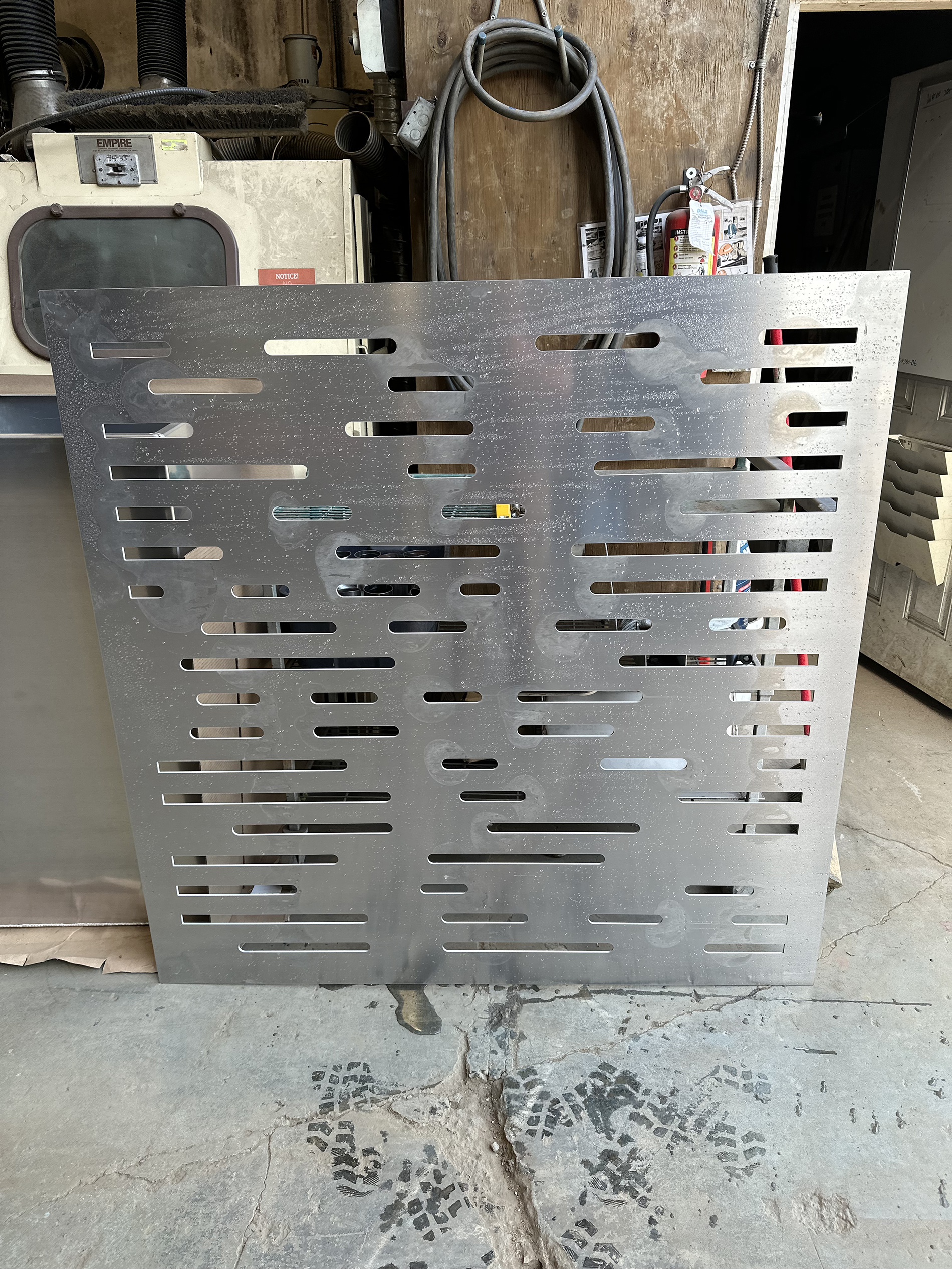 Powder coated aluminum installed on site