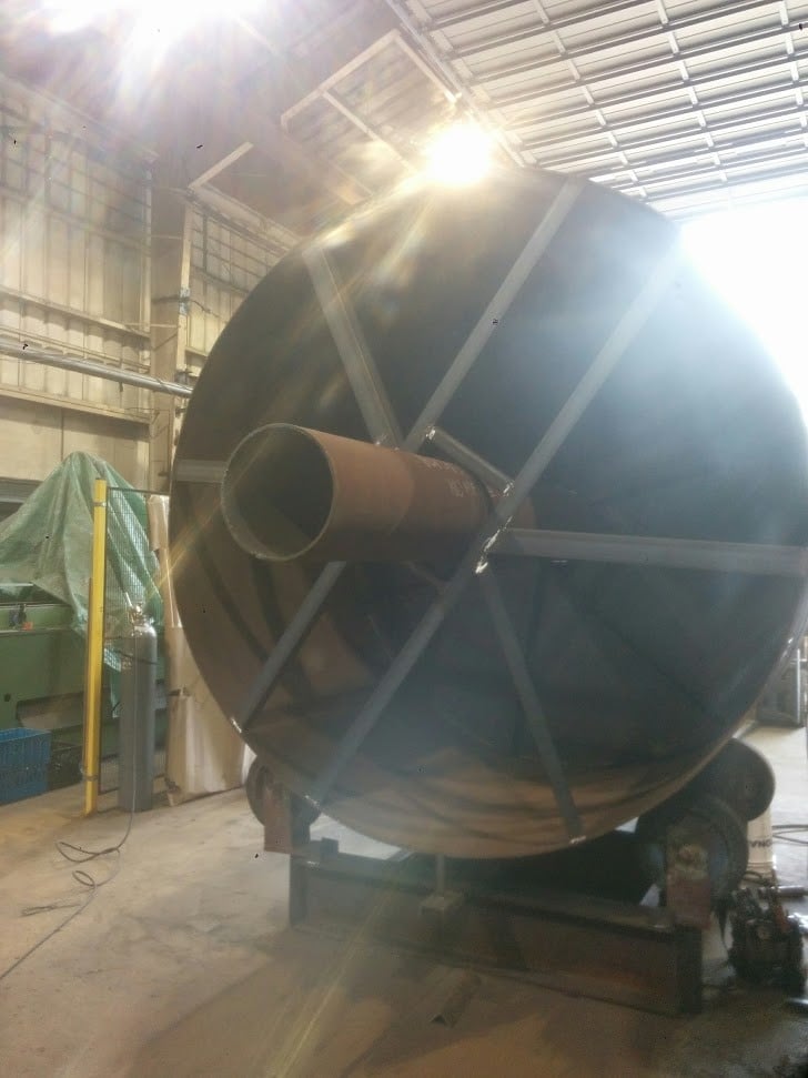 Steel component welding in progress