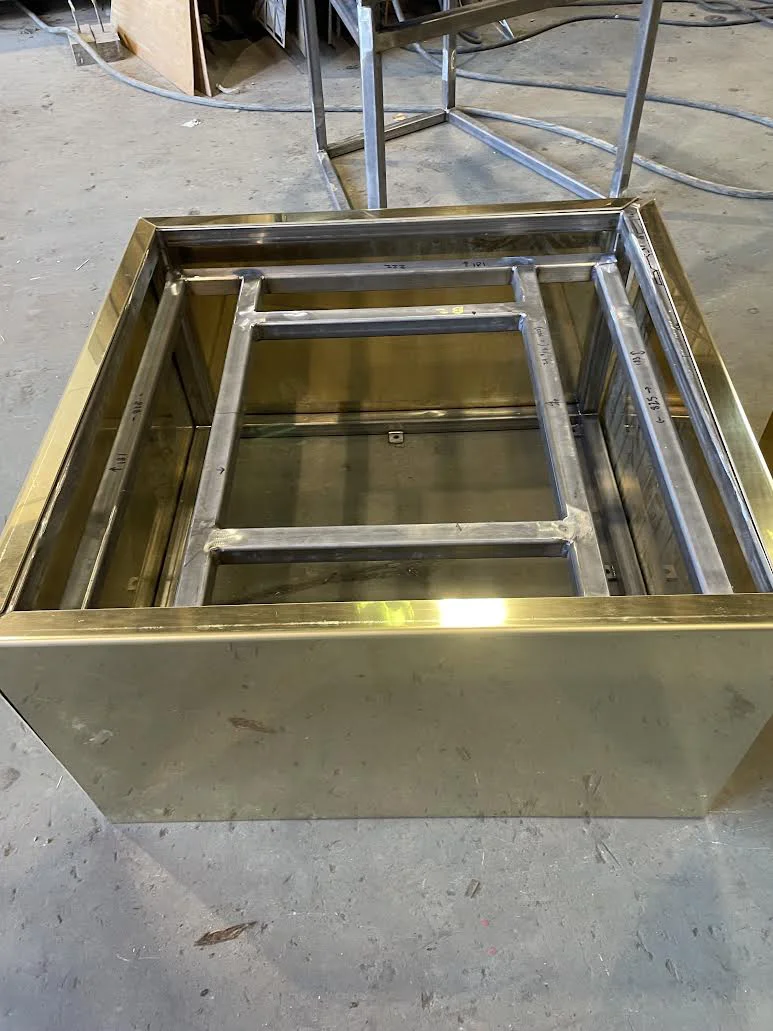 Custom fabricated steel hinge assembly