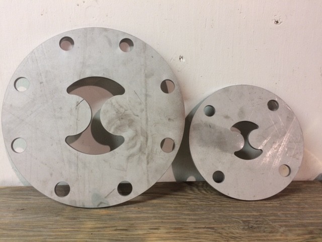 Water jet precision metalwork close-up