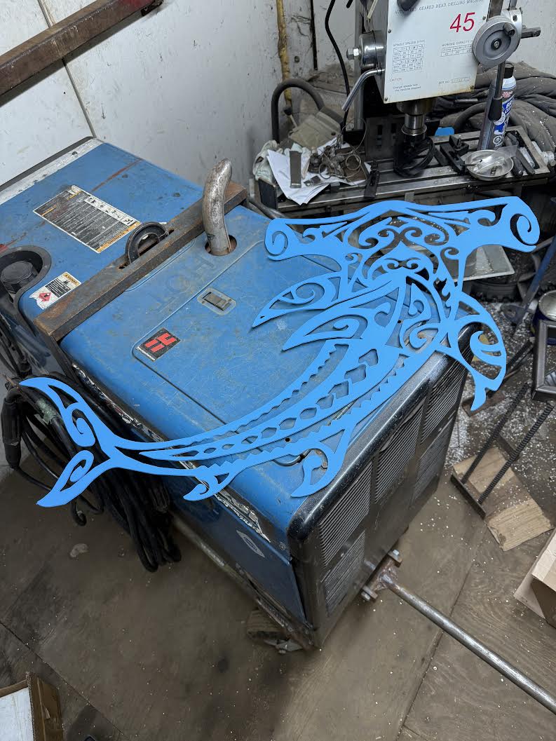 Water jet cutting machine in operation