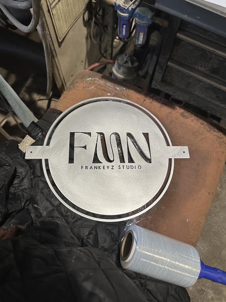Precision water jet cut on metal sheet